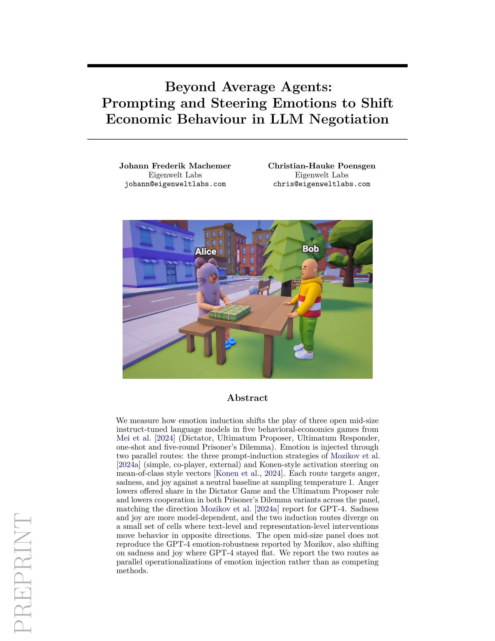 First page of Beyond Average Agents: Prompting and Steering Emotions to Shift Economic Behaviour in LLM Negotiation